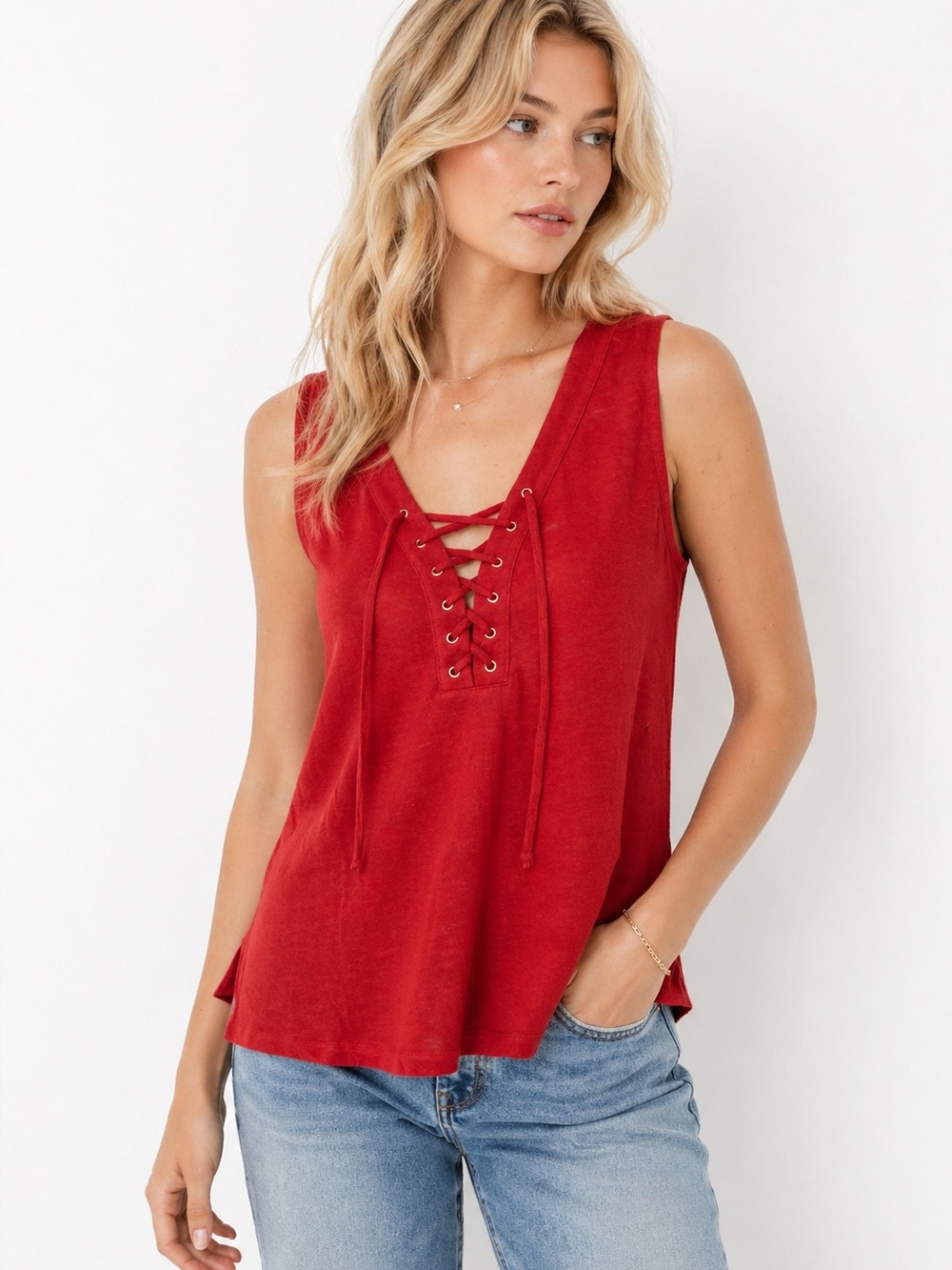 NWT INC Linen Blend Tank Top
